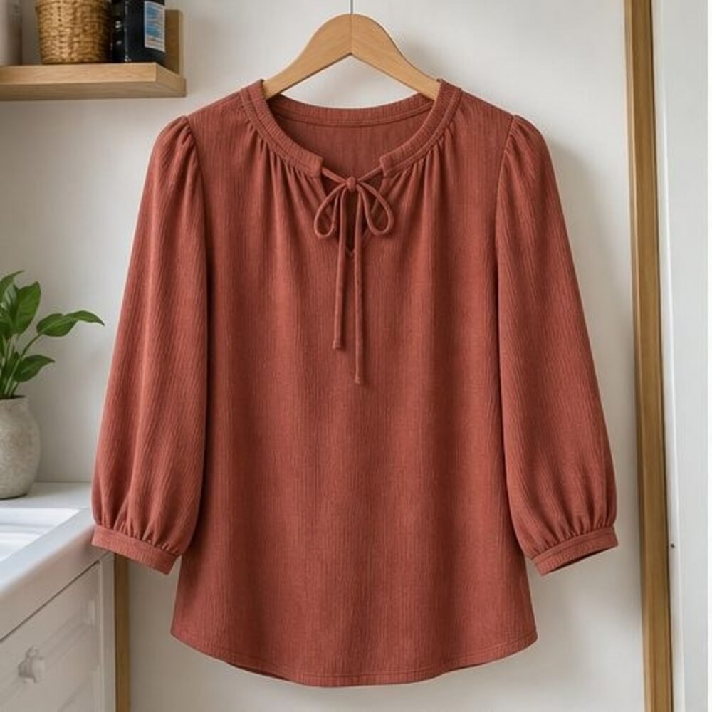Rust Puff Sleeve Top